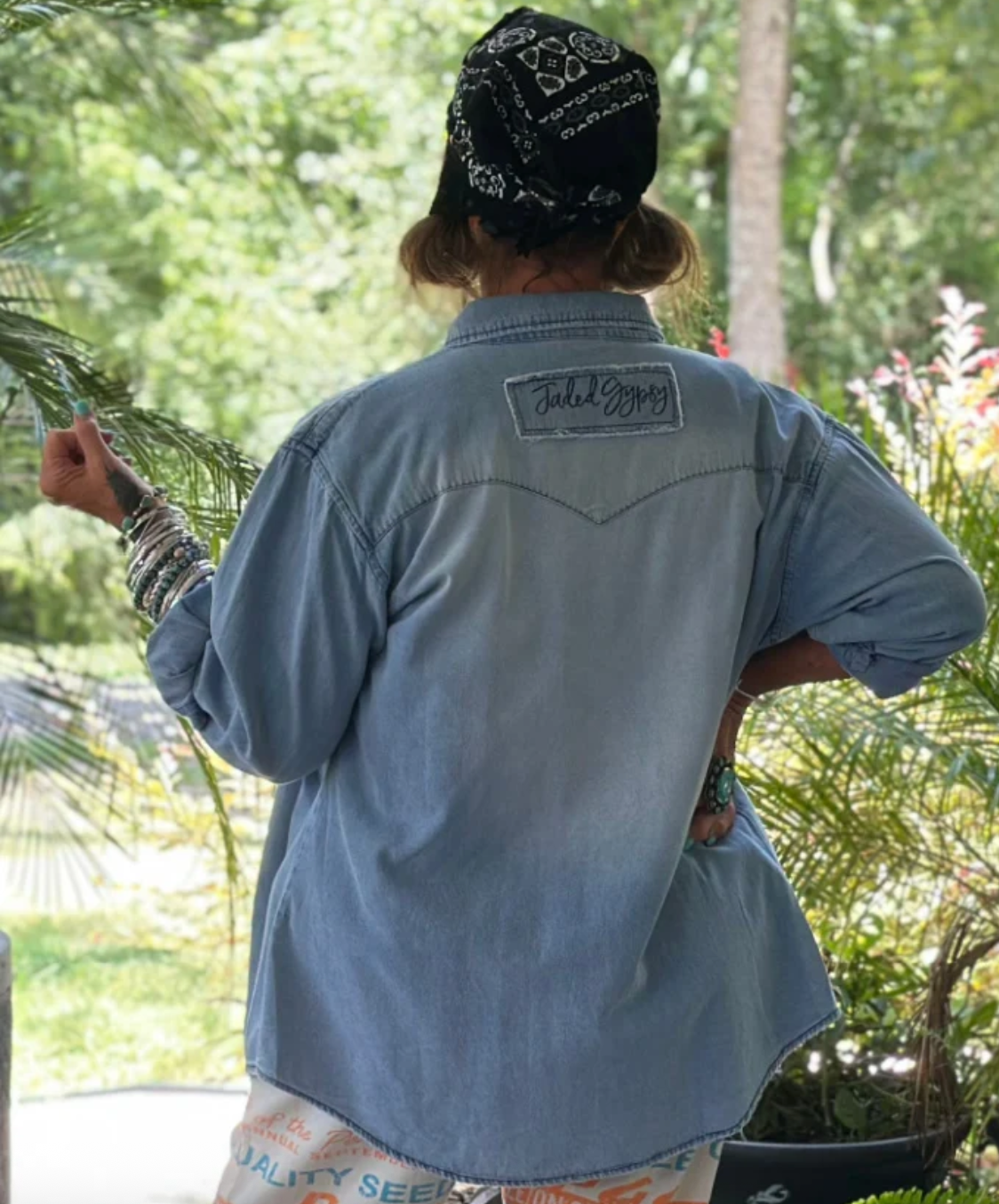 Jaded Gypsy New Frontier Shirt - Light Wash