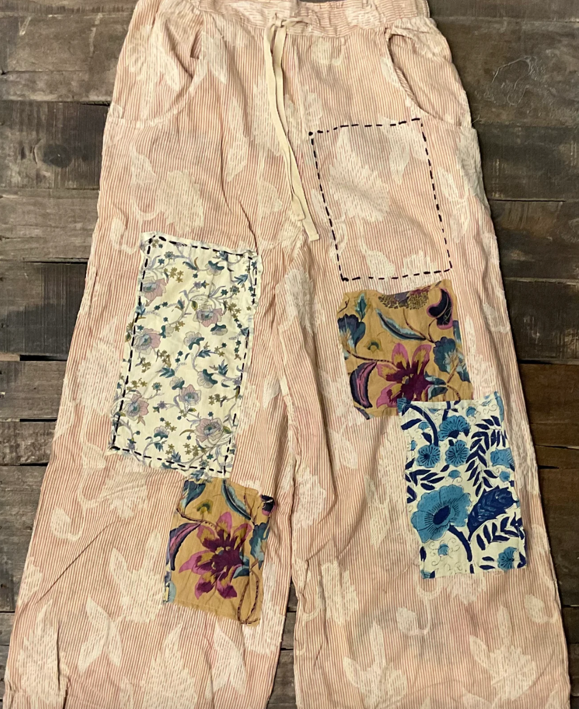 Jaded Gypsy Sweet Meadow Cotton Pants - Pale Pink