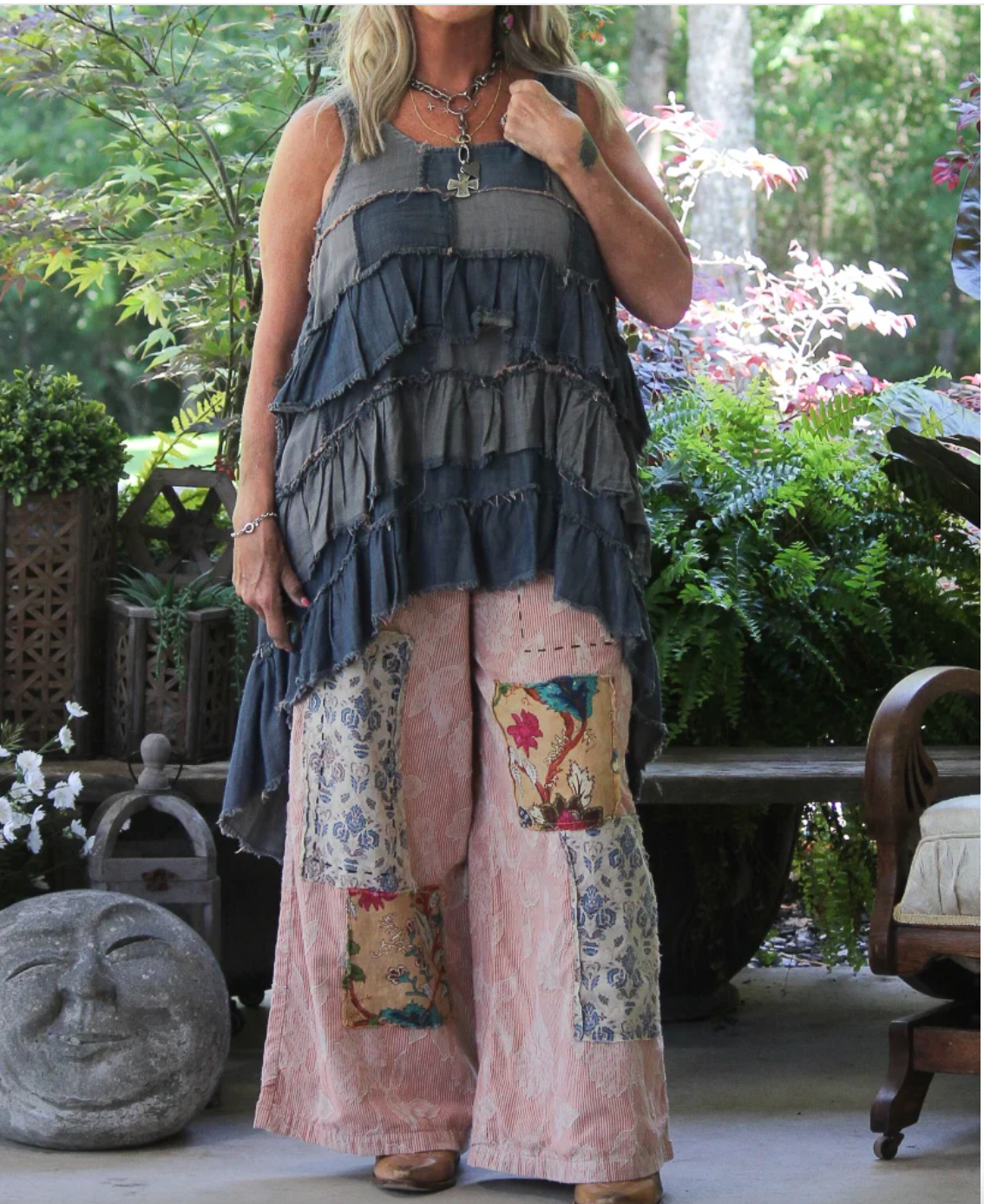 Jaded Gypsy Sweet Meadow Cotton Pants - Pale Pink