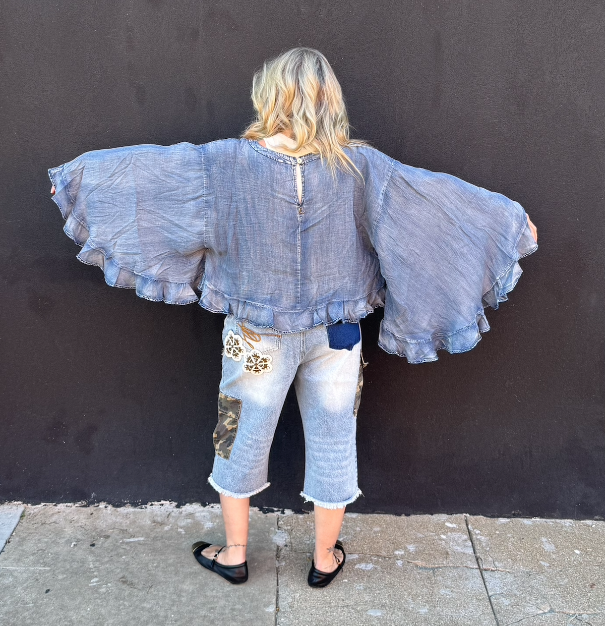 Jaded Gypsy Blooming Grace Top - Chambray O/S