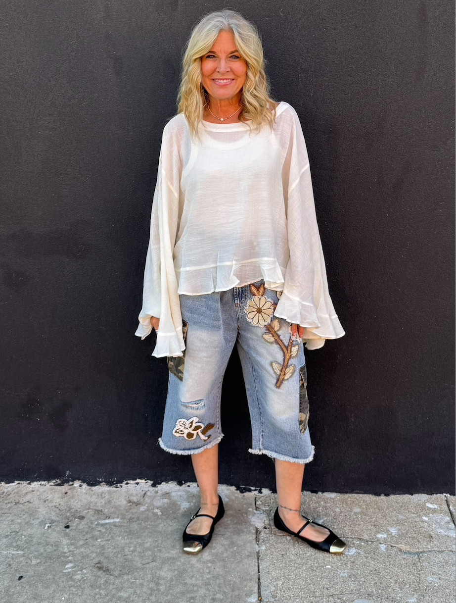 Jaded Gypsy Blooming Grace Top - Parchment