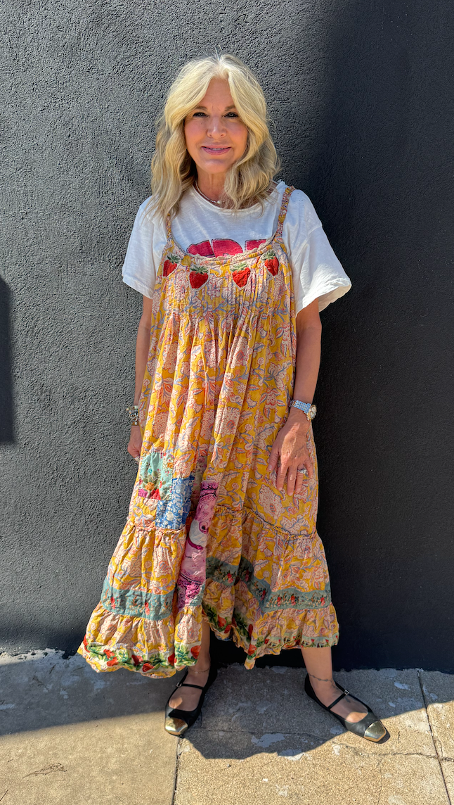 Sunwashed Bloom Floral Patchwork Maxi Dress - Golden | Jaded Gypsy