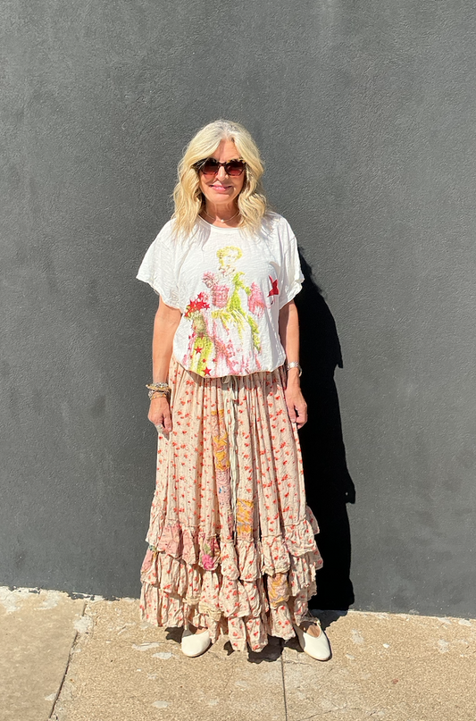 Sun Spell Floral Patchwork Maxi Skirt - Canyon Glow | Jaded Gypsy