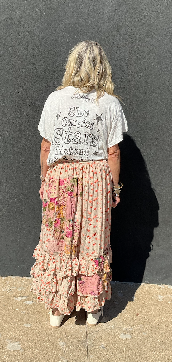 Sun Spell Floral Patchwork Maxi Skirt - Canyon Glow | Jaded Gypsy