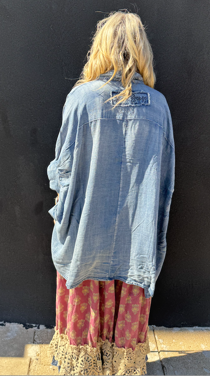 Morning Meadow Chambray Button-Down Top | Jaded Gypsy