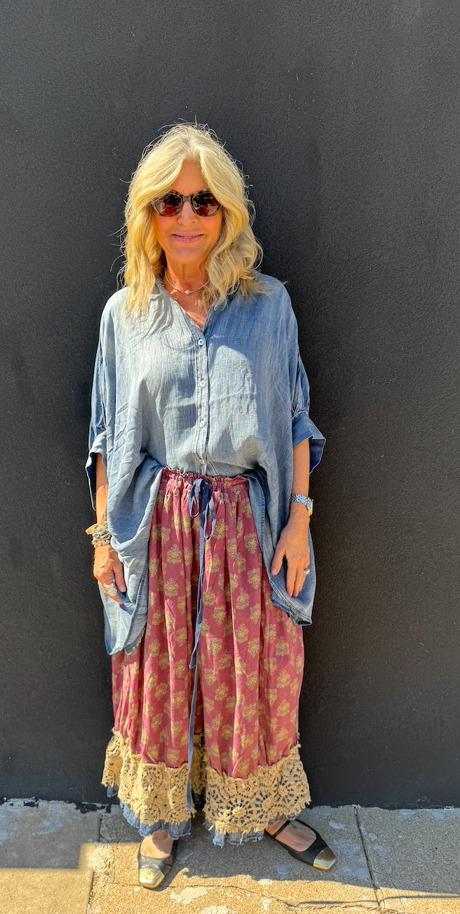 Morning Meadow Chambray Button-Down Top | Jaded Gypsy