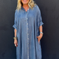 Jaded Gypsy Morning Meadow Chambray Maxi Shirt Dress