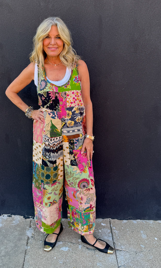 Jaded Gypsy Patchwork Gardens Overalls OS