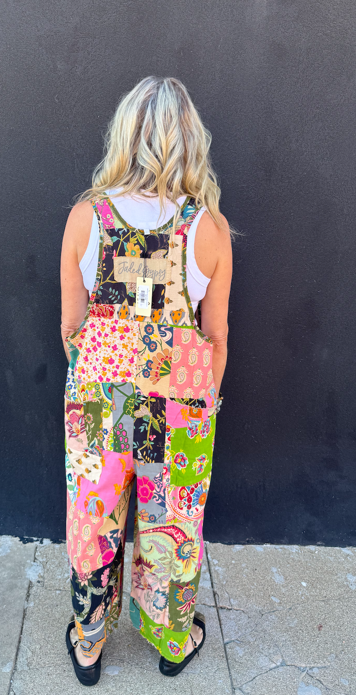 Jaded Gypsy Patchwork Gardens Overalls OS