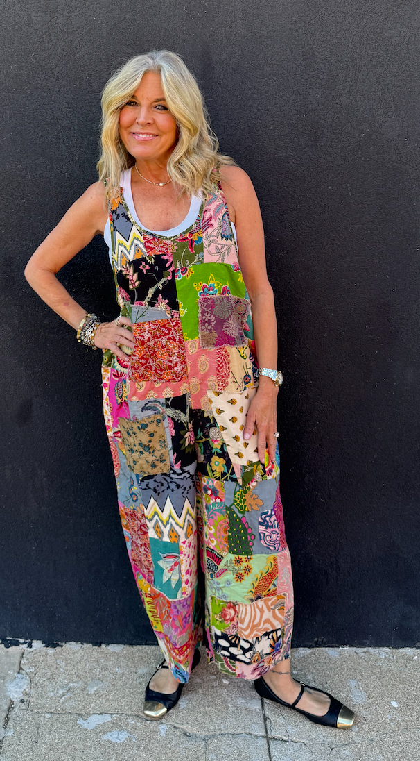 Jaded Gypsy Patchwork Gardens Overalls OS