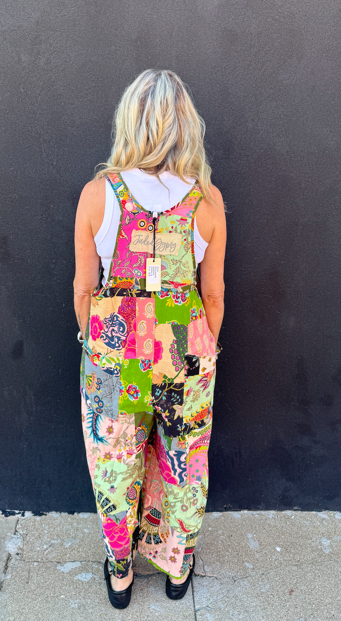 Jaded Gypsy Patchwork Gardens Overalls OS
