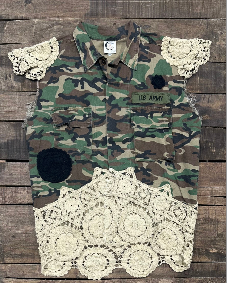 Jaded Gypsy Hidden Meadows Camo & Lace Vest