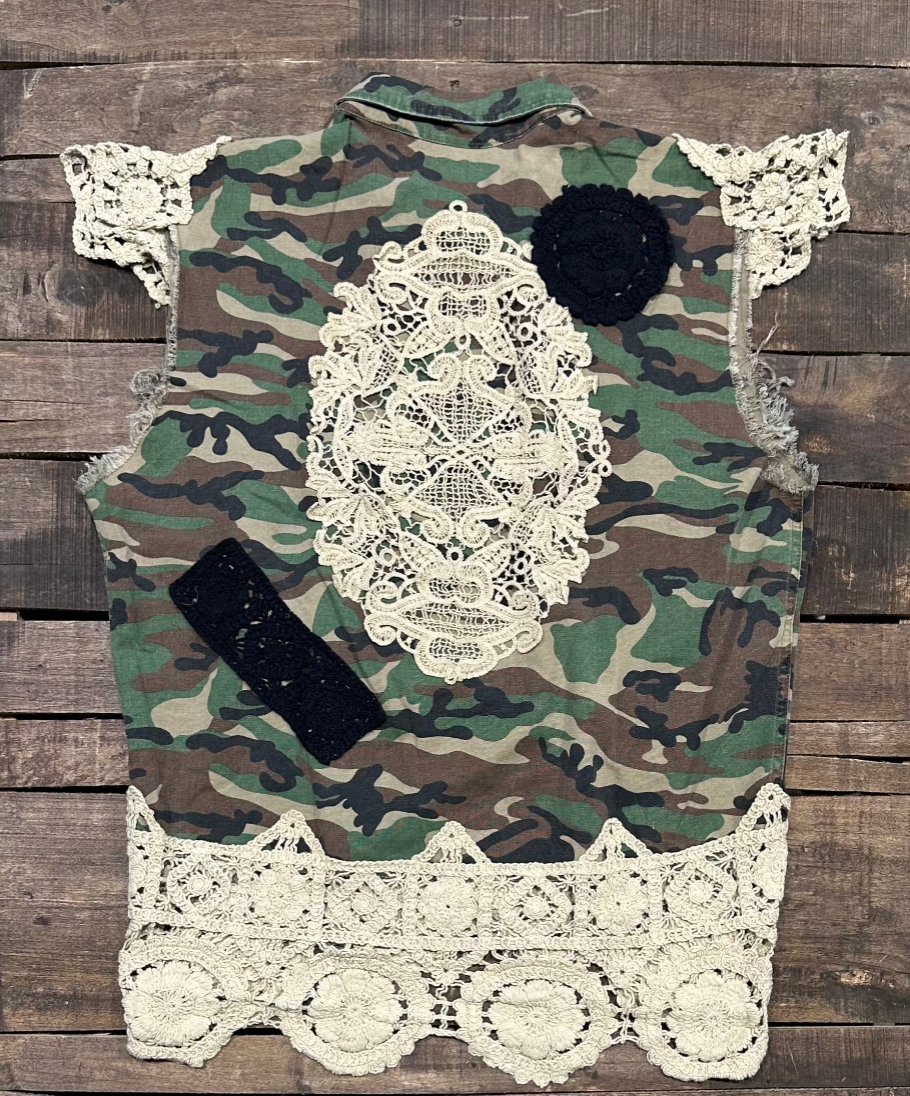 Jaded Gypsy Hidden Meadows Camo & Lace Vest