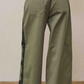 Olive Twill Pants With Lace