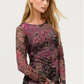 Johnny Was Long Sleeve Boat Neck Mesh Tee- Jemma