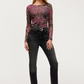 Johnny Was Long Sleeve Boat Neck Mesh Tee- Jemma