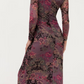 Johnny Was Long Sleeve Ruched Front Mesh Midi Dress