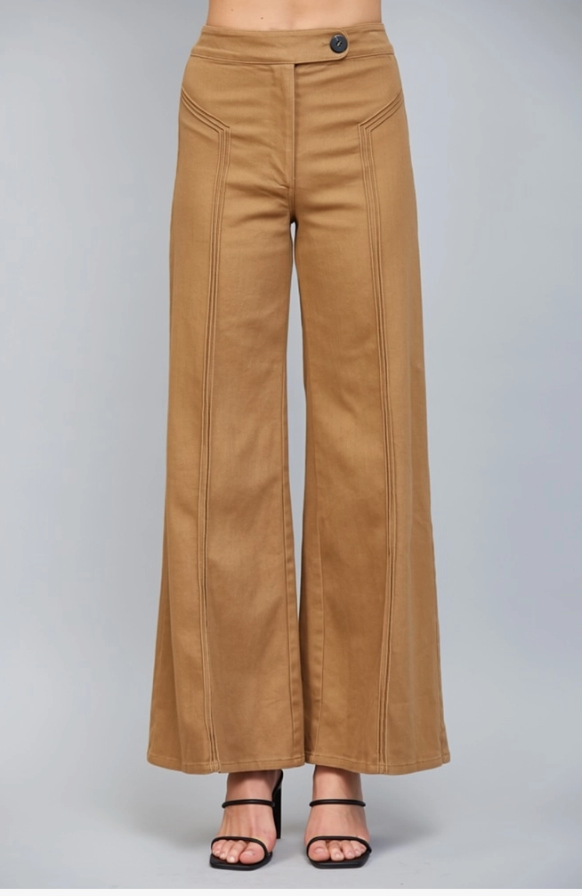 Vertical Seam Detail High Waisted Flare Pants