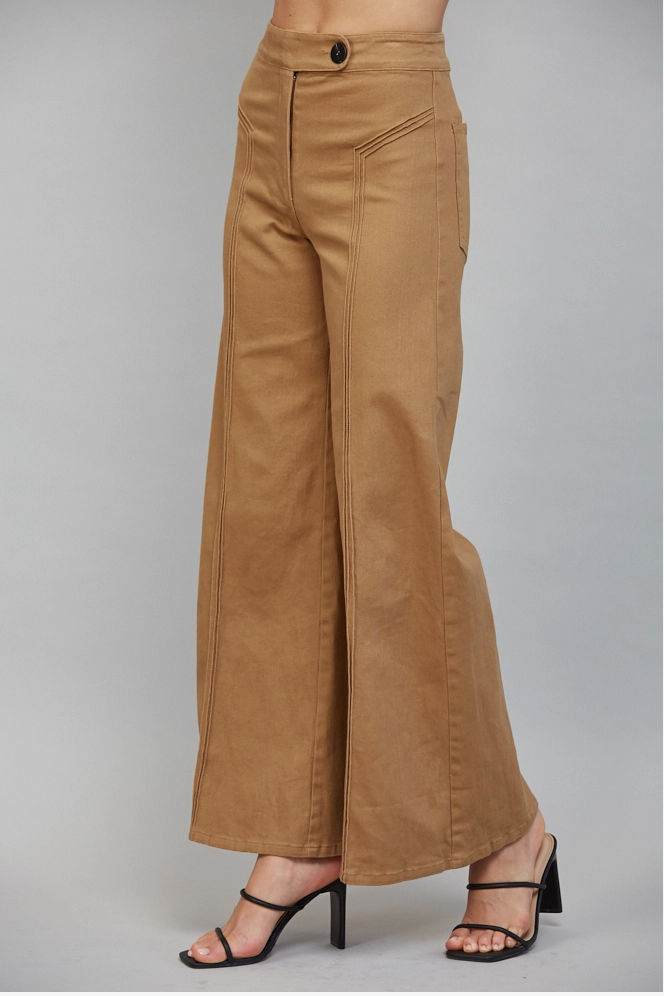 Vertical Seam Detail High Waisted Flare Pants