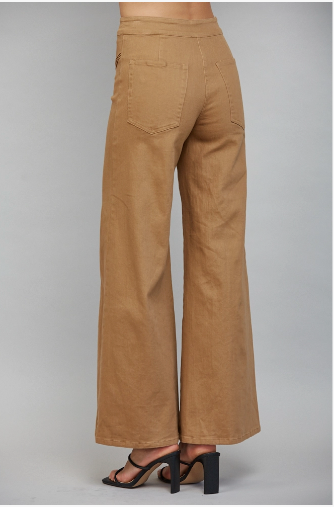 Vertical Seam Detail High Waisted Flare Pants