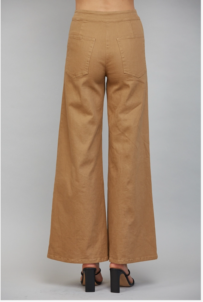 Vertical Seam Detail High Waisted Flare Pants