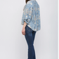Damask Print Balloon Sleeve Blouse
