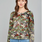 Faded Print Camo Button Down Cardigan