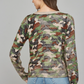 Faded Print Camo Button Down Cardigan