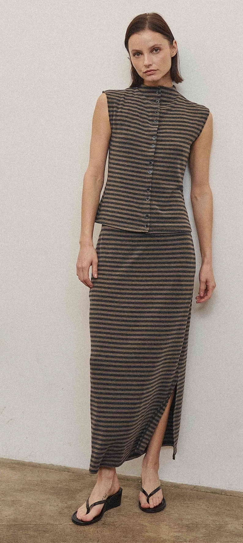 Mocha/Charcoal Striped Skirt