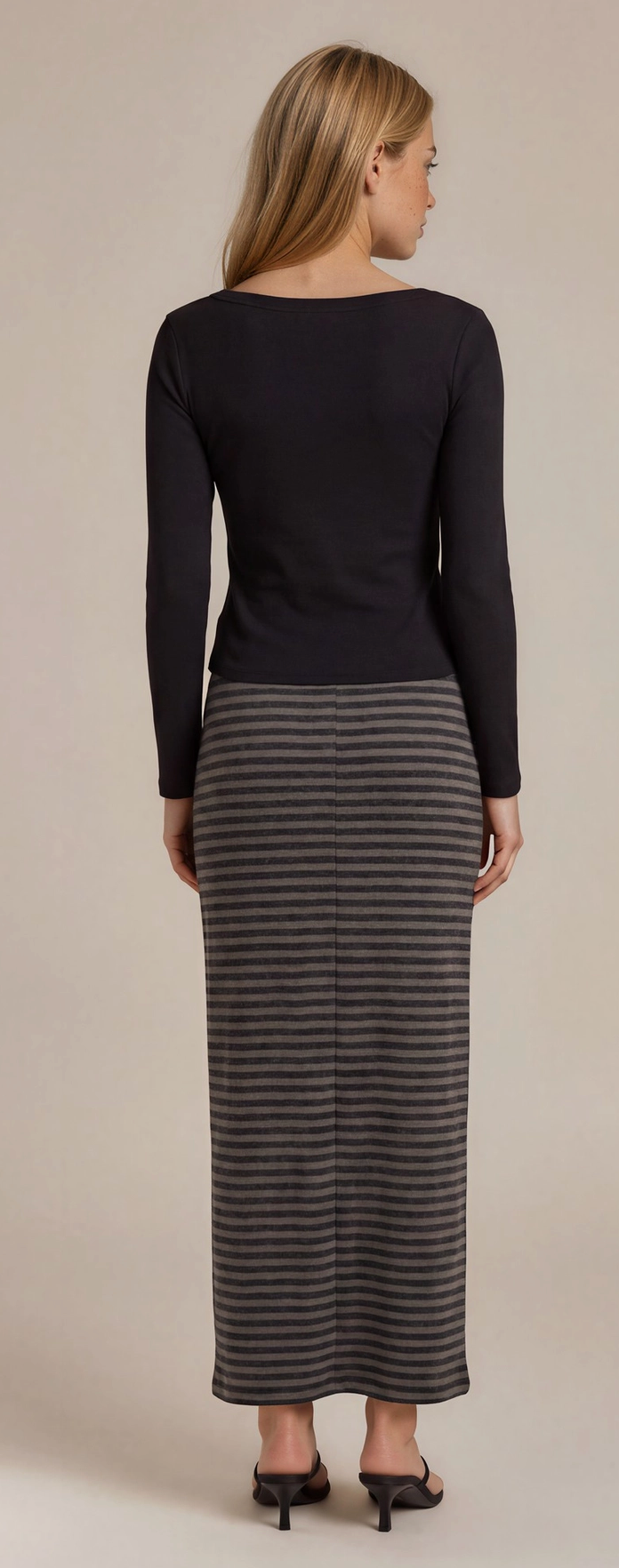 Mocha/Charcoal Striped Skirt