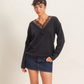 Jezebel Black Lace-Trim V-Neck Sweater