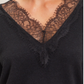 Jezebel Black Lace-Trim V-Neck Sweater