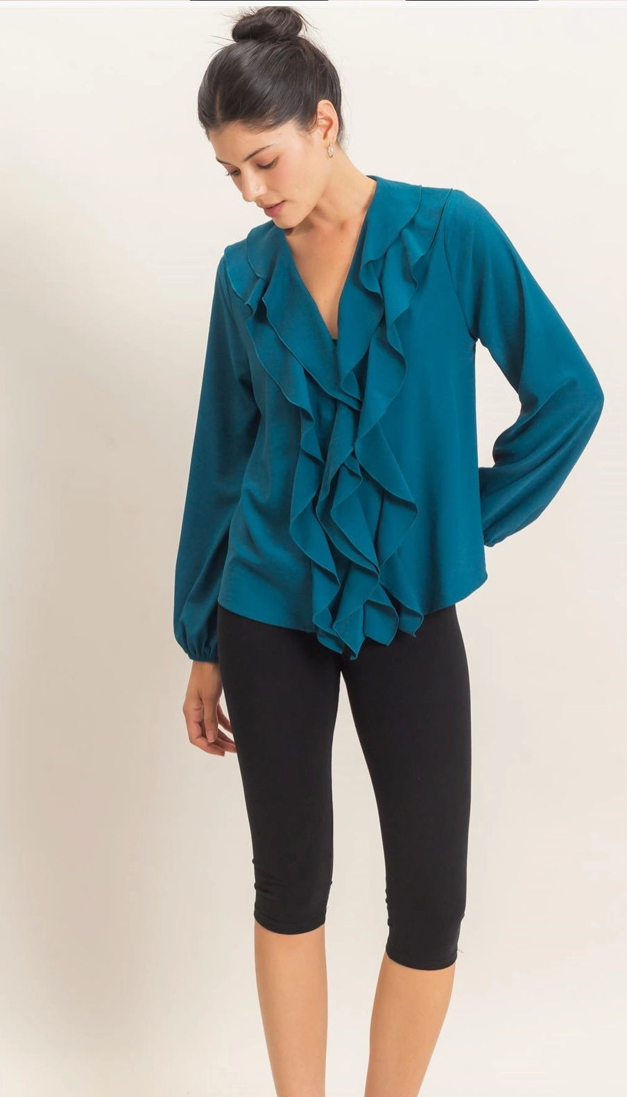 Veronica Teal Ruffle Blouse