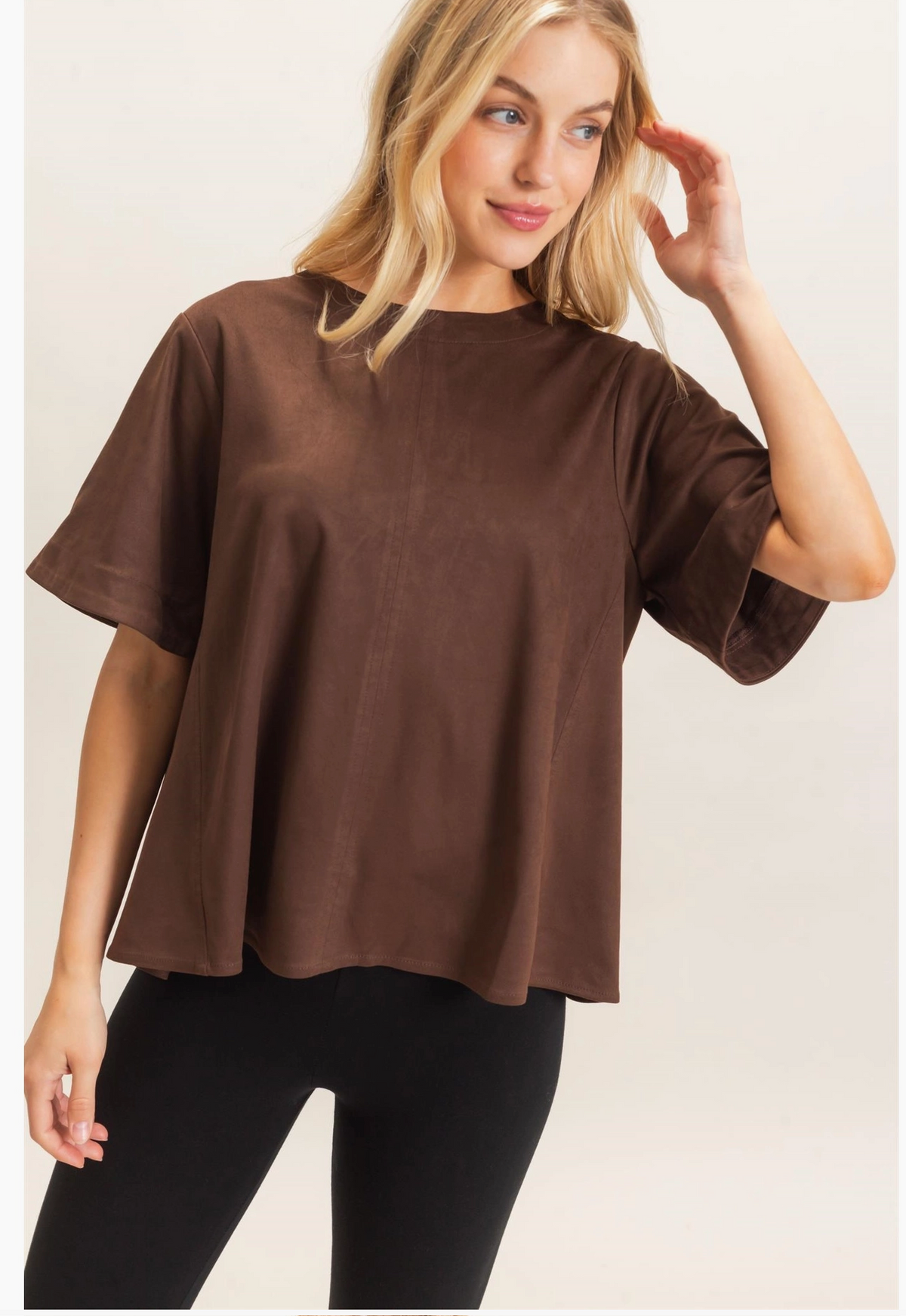 Kylie Suede Boatneck Top