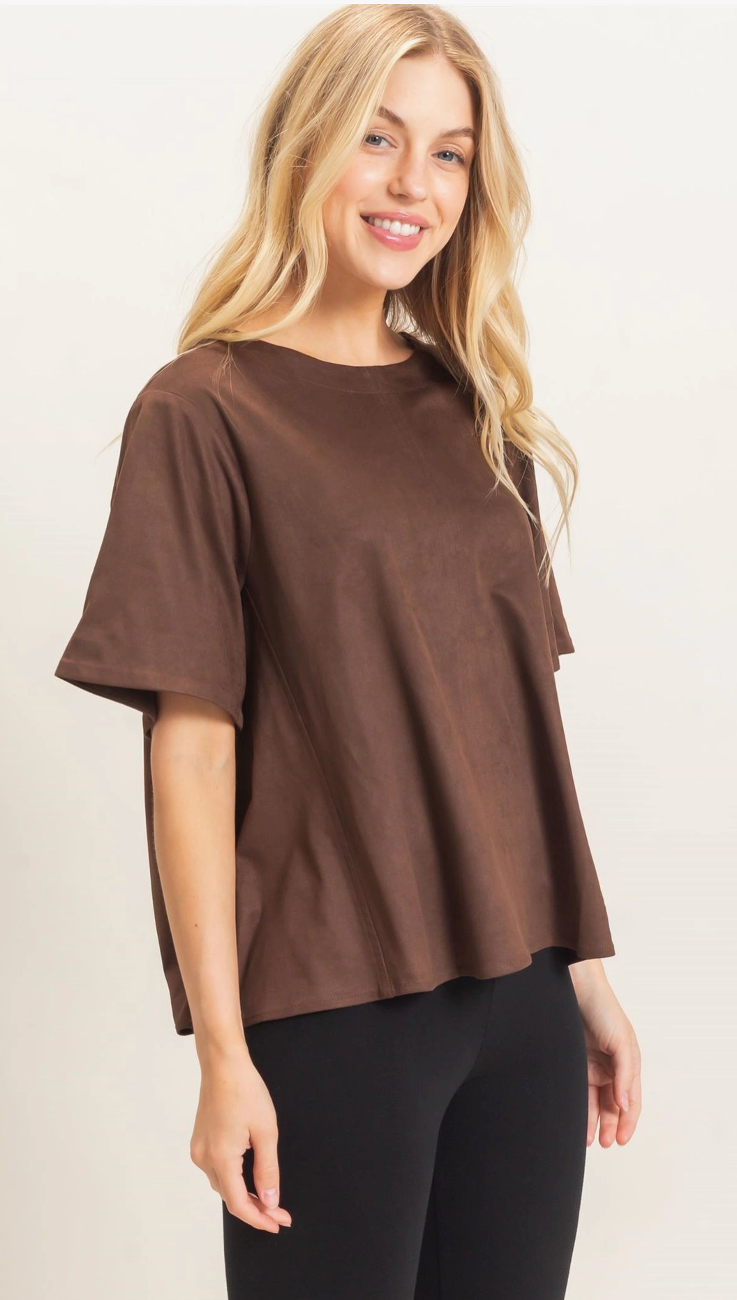 Kylie Suede Boatneck Top