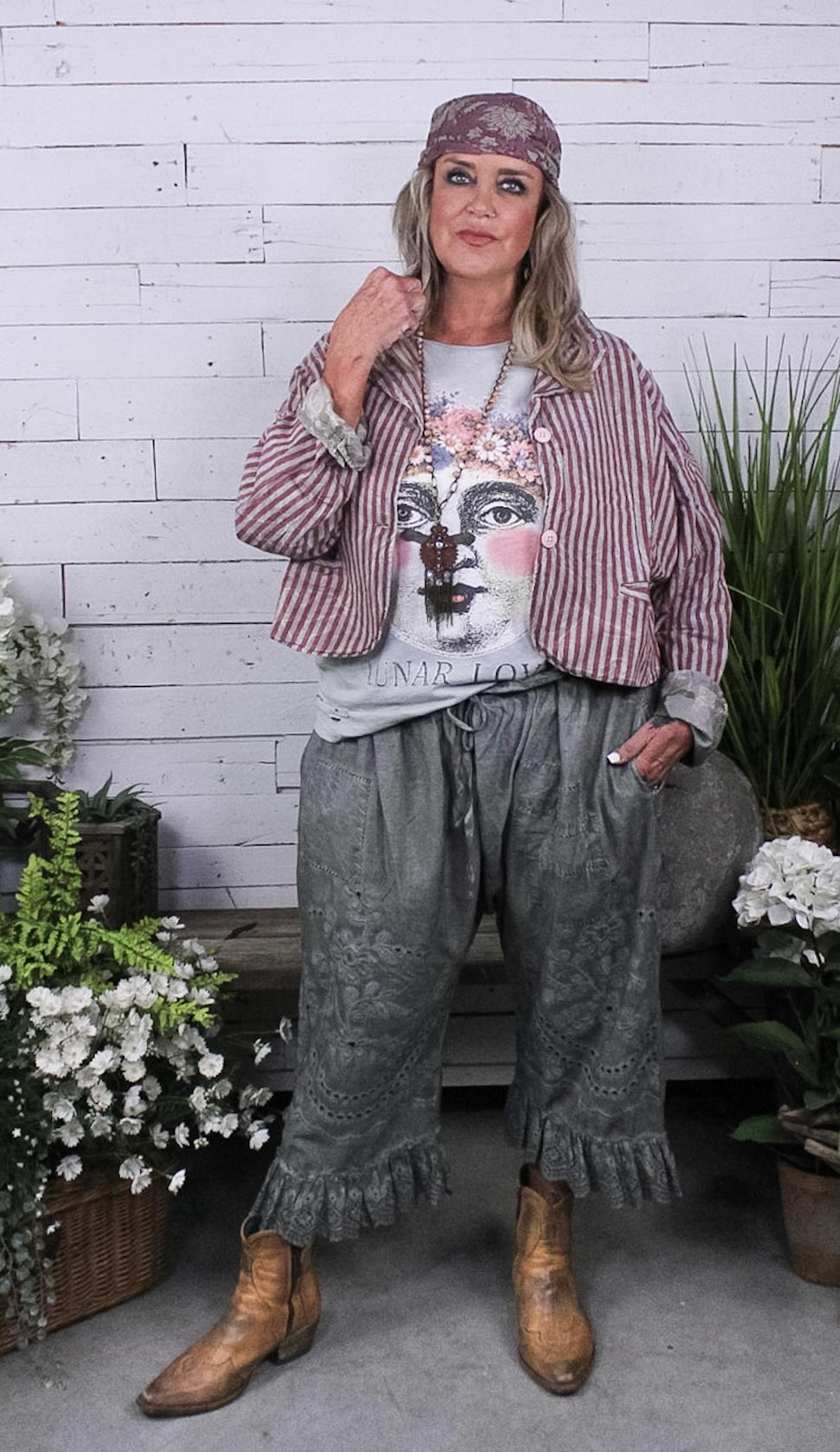 Jaded Gypsy Collect Charm Jacket. Wine Stripe