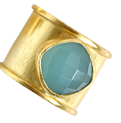 Hand Crafted Cuff ring with Gemstones: Amazoniteo