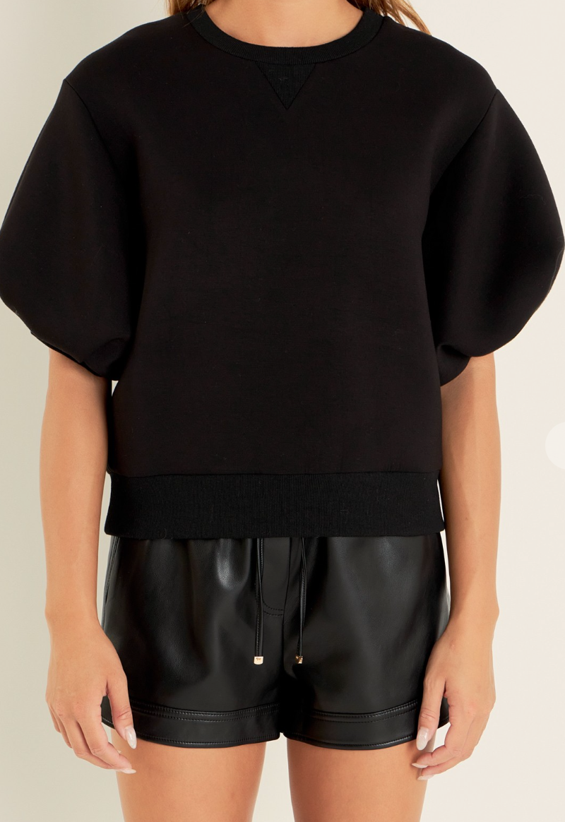 Black Puff Sleeve Sweatshirt