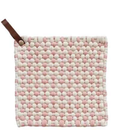 Crocheted Pot Holder/leather