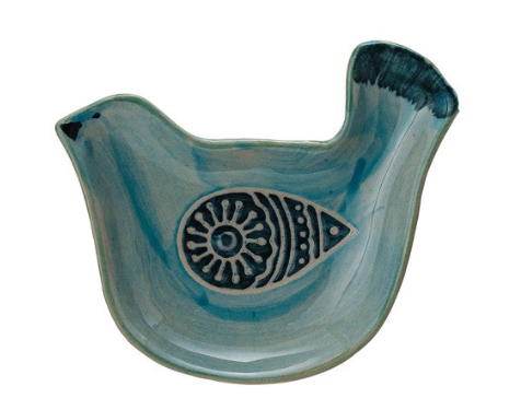Hand-Painted Stoneware Bird Shaped Dish, 4 Styles