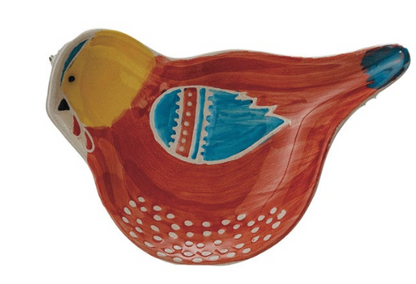 Hand-Painted Stoneware Bird Shaped Dish, 4 Styles