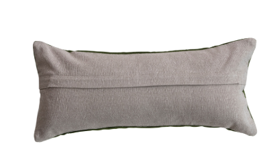 Cotton Velvet Lumbar Pillow with Embroidered Butterflies & Chambray Back