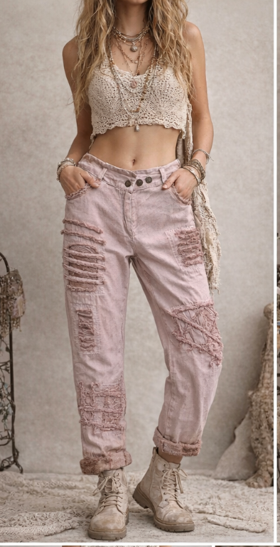 Paper Lace Lilac denim pants