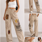 Paper Lace Cowgirl Printed Kaki Denim Pants