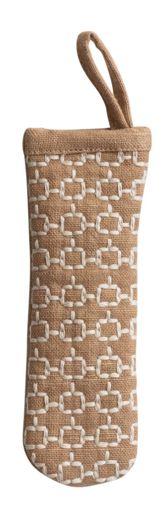 Cotton Pot Handle Cover with Embroidered Pattern & Loop, 4 Styles