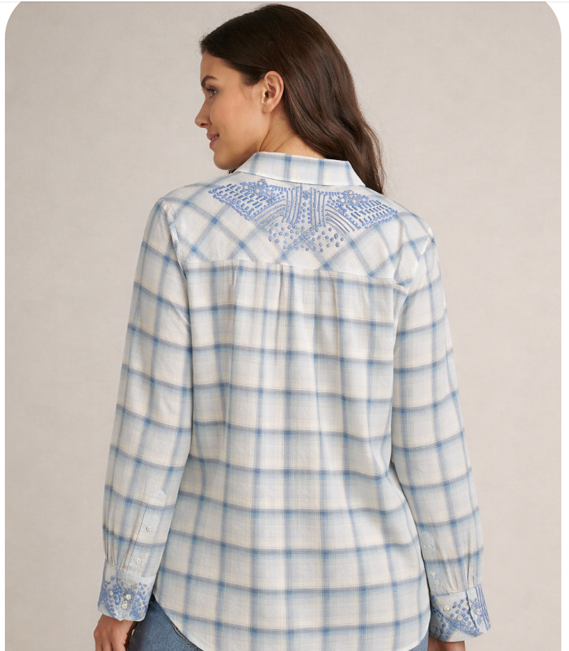 Johnny Was Moto Plaid Palladium 1 Top