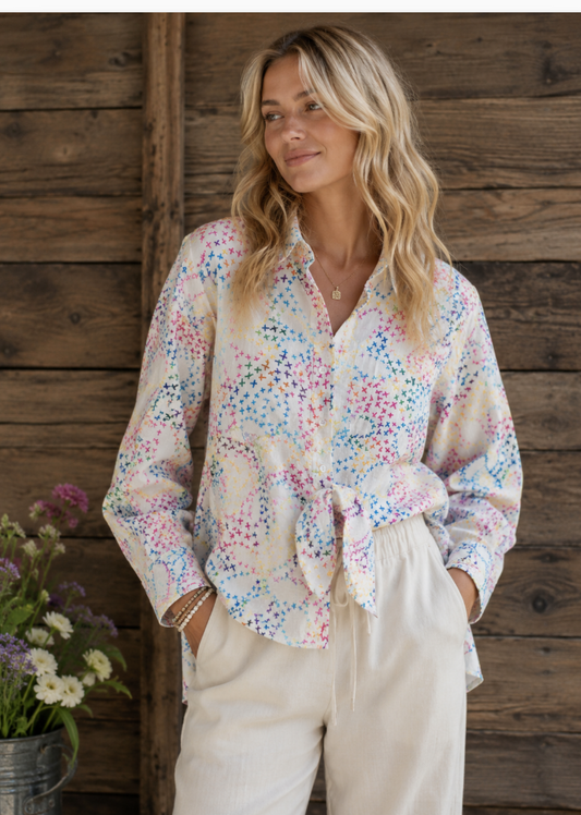 Jaded Gypsy Splash of Color Embroidered Top-Sunshine  OS