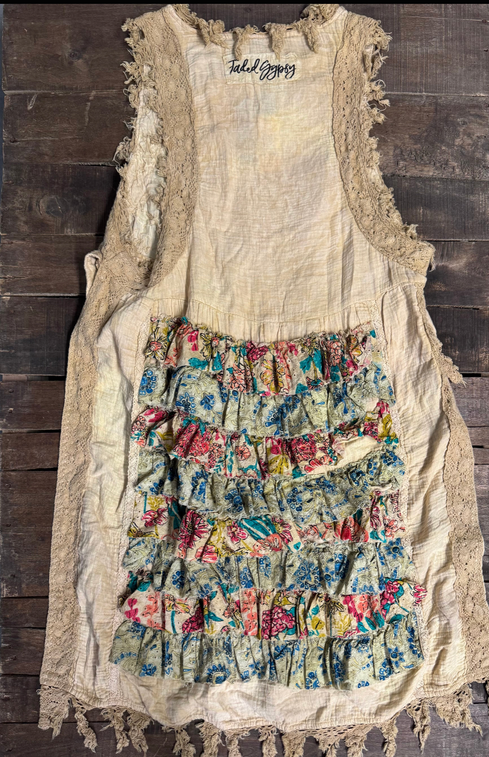 Jaded Gypsy Ruffle Up Hi-Lo-Parchment Floral