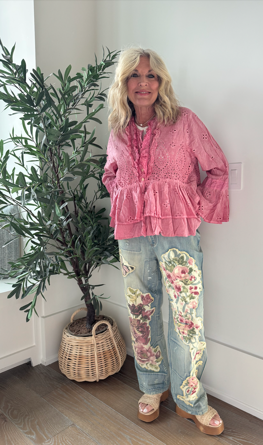 Jaded Gypsy Peace and Love Floral Gardens Jeans