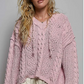 V-neck Hooded Knit Chenille Sweater